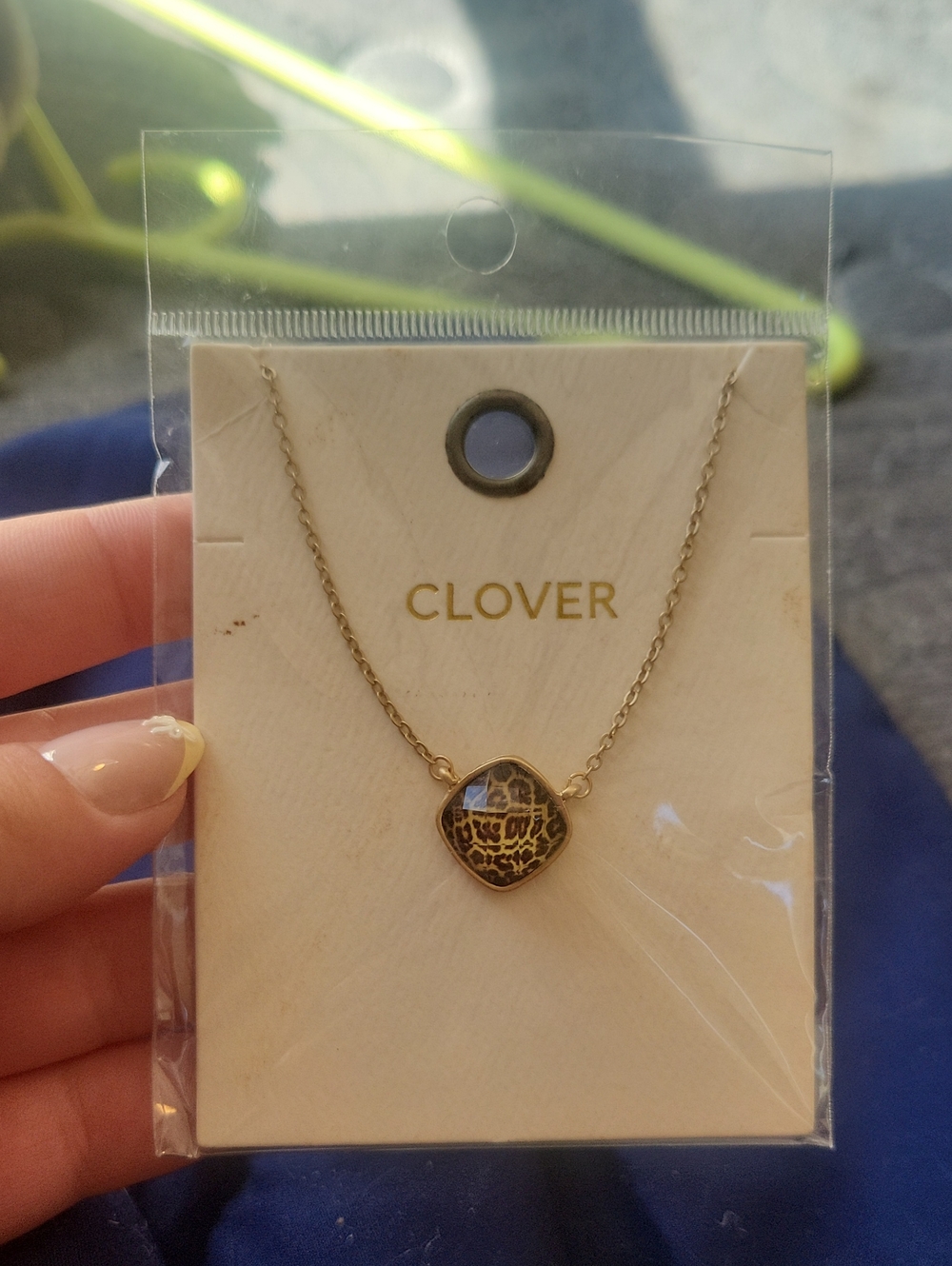 Clover Gold-Tone Animal Print Pendant Necklace